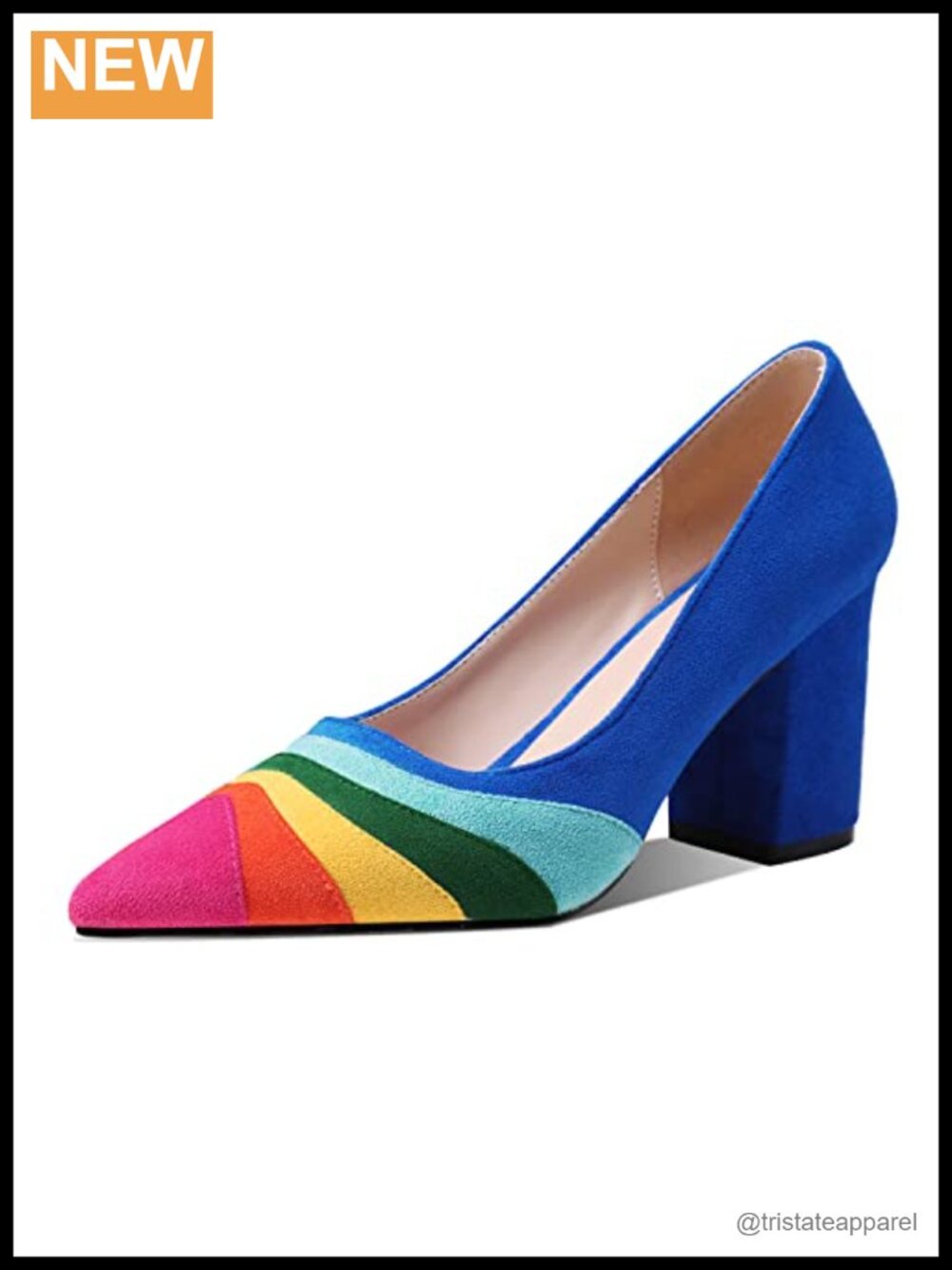 Women Suede Chunky Heel Pumps Pointed Toe 3 Inch Slip On Closed Toe